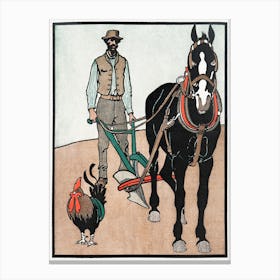 Man With Rooster And Horse, Edward Penfield Canvas Print
