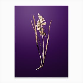 Gold Botanical Drooping Star of Bethlehem on Royal Purple n.4589 Canvas Print