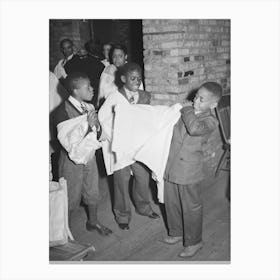 Boys Of Children S Choir Putting On Their Robes, Chicago, Illinois By Russell Lee Canvas Print