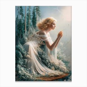 Collage Art of Beautiful Woman in The Forest #5 Canvas Print