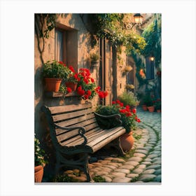 Street Scene In Tuscany Canvas Print