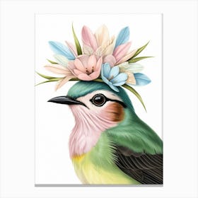 Bird With Flowers On Its Head 9 Canvas Print