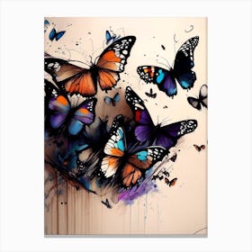 Butterflies In Migration Graffiti Illustration 2 Canvas Print