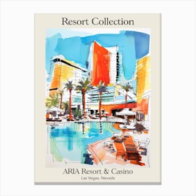 Poster Of Aria Resort Collection & Casino   Las Vegas, Nevada  Resort Collection Storybook Illustration 1 Canvas Print
