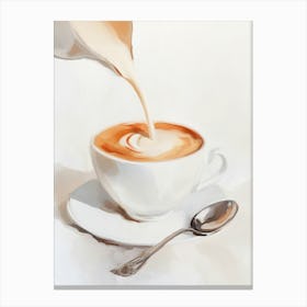 Serene Morning Coffee Moment Watercolor Painting Canvas Print