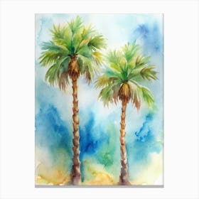 Watercolor Of Palm Trees 1 Canvas Print