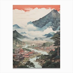 Iya Valley In Tokushima, Ukiyo E Drawing 3 Canvas Print