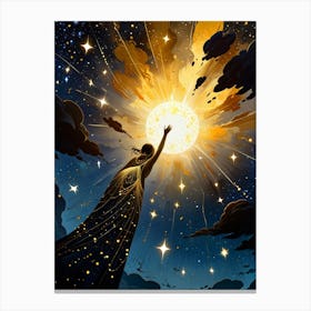 Woman Reaching For The Sun Canvas Print