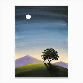 Lone Tree At Night Canvas Print