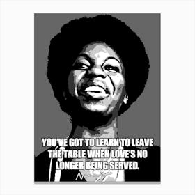 Nina Simone Grayscale with Quotes Canvas Print