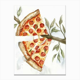 Pizza Slice On A Branch Canvas Print