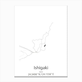 Ishigaki,Japan Minimalist Map Canvas Print