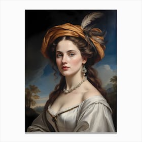 Elegant Classic Woman Portrait Painting (32) Canvas Print