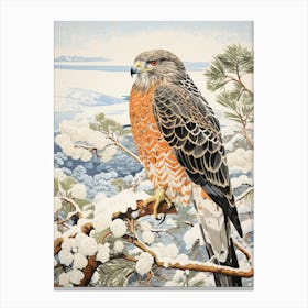 Winter Bird Painting Hawk 2 Canvas Print