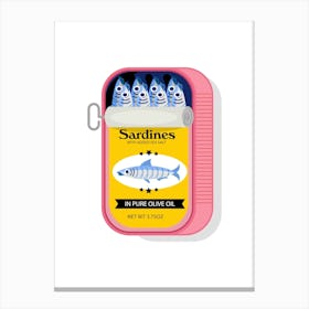 Pink and Yellow Sardines Print Canvas Print