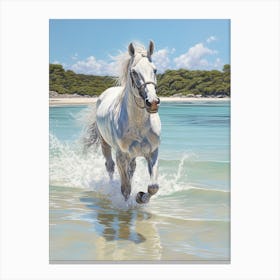 A Horse Oil Painting In Whitehaven Beach, Australia, Portrait 4 Canvas Print