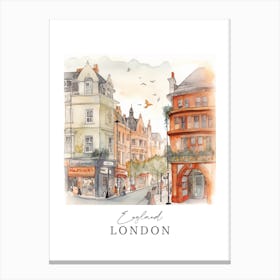 England London Storybook 4 Travel Poster Watercolour Canvas Print