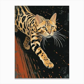 Bengal Cat Relief Illustration 2 Canvas Print