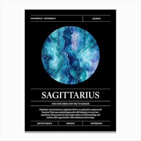 Azurite Crystal Gem, Sagittarius Zodiac Sign Canvas Print