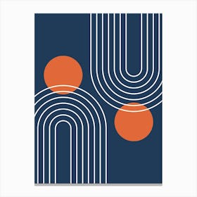 Mid Century Modern Geometric B20 In Navy Blue And Orange (Rainbow And Sun Abstract) 01 Canvas Print