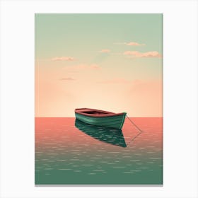 Small Boat At Sunset Canvas Print