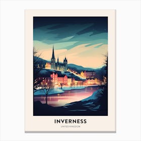 Winter Night  Travel Poster Inverness United Kingdom 2 Canvas Print