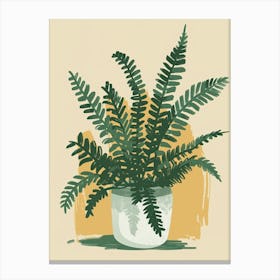 Boston Fern Plant Minimalist Illustration 8 Canvas Print