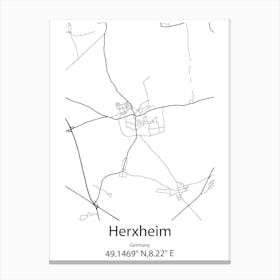 Herxheim,Germany Minimalist Map Canvas Print