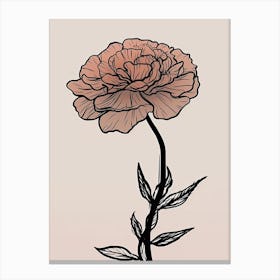 Line Art Marigold Flowers Illustration Neutral 8 Canvas Print