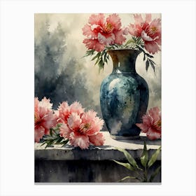 Peonies In A Vase Canvas Print