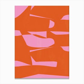 Bright Bold Pink And Orange Abstract Geometric Design Canvas Print