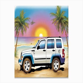Jeep On The Beach 1 Canvas Print