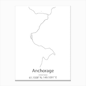 Anchorage,United States Minimalist Map Canvas Print