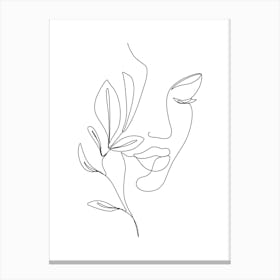 Woman Face Line Art Canvas Print