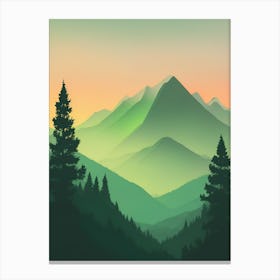 Misty Mountains Vertical Background In Green Tone 1 Canvas Print