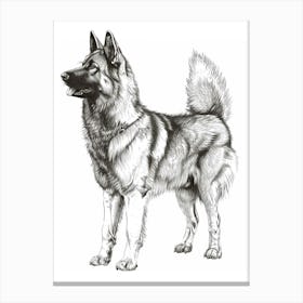 Norweigan Elkhound Dog Line Sketch 1 Canvas Print