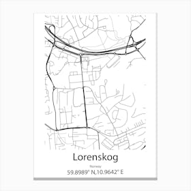 Lorenskog,Norway Minimalist Map Canvas Print