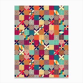 Colorful Geometric Pattern - Bauhaus Azulejo geometric pattern, mosaic #4 Canvas Print