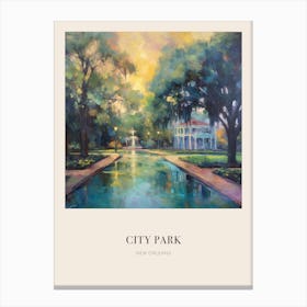 City Park New Orleans United States Vintage Cezanne Inspired Poster Canvas Print