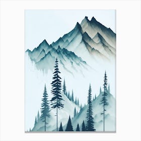 Mountain And Forest In Minimalist Watercolor Vertical Composition 291 Canvas Print