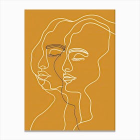 Line Art Intricate Simplicity In Yellow 1 Canvas Print