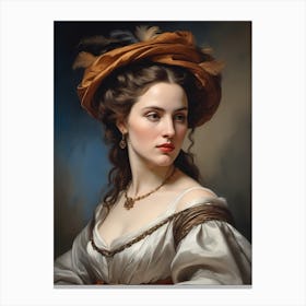 Elegant Classic Woman Portrait Painting (9) Canvas Print