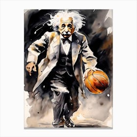 Albert Einstein Playing Basketball Abstract Painting (13) Canvas Print