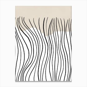 Mid-Century Black Lines and Beige Abstract Print Canvas Print