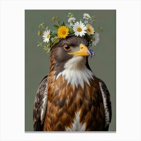 Eagle With A Flower Crown European Robin Canvas Print