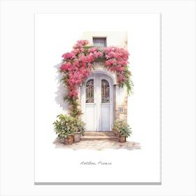 Antibes, France   Mediterranean Doors Watercolour Painting 4 Poster Canvas Print