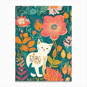 Cat In Flowers Canvas Print