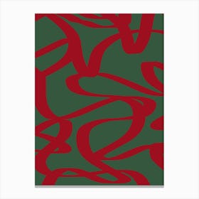 Abstract Line Red And Green Christmas Canvas Print