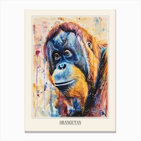 Orangutan Colourful Watercolour 1 Poster Canvas Print