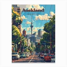 Auckland New Zealand Cityscape Travel Illustration 1 Canvas Print